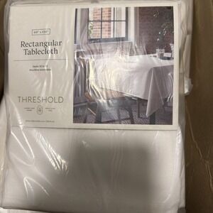 Threshold White Rectangular Tablecloth 60x120 Seats 10-12 Cotton Blend NEW